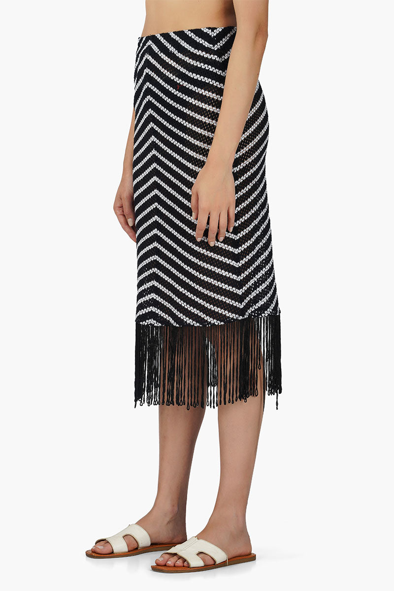 Cleo Stripe Fringe Skirt