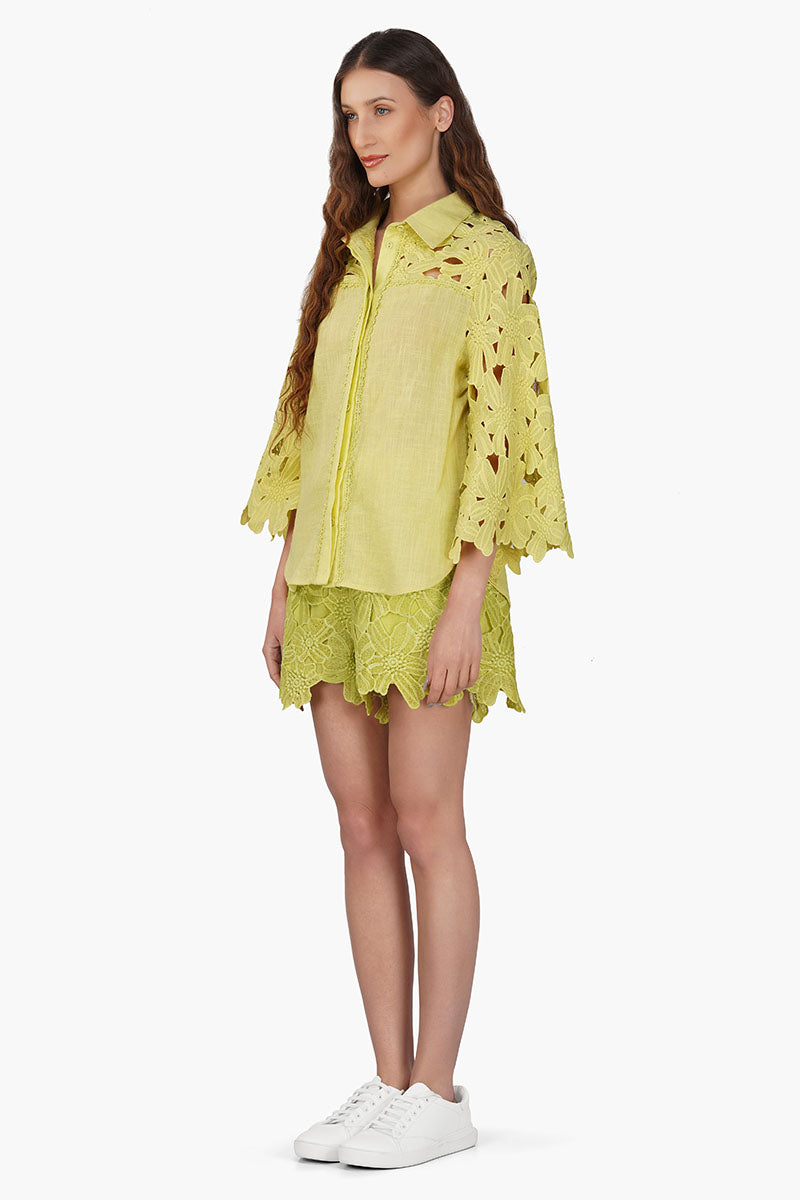Fall For Neon Floral Lace Shirt