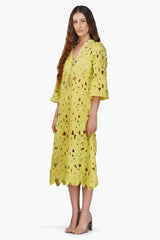 Fall For Neon Floral Lace Cover Up Dress