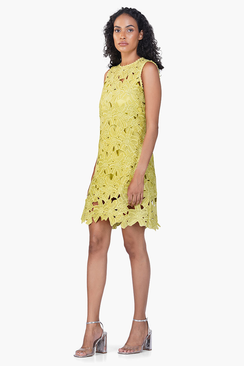 Fall For Neon Floral Lace Short Dress