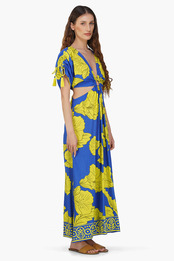 Yellow Daze Printed Ring Maxi Dress