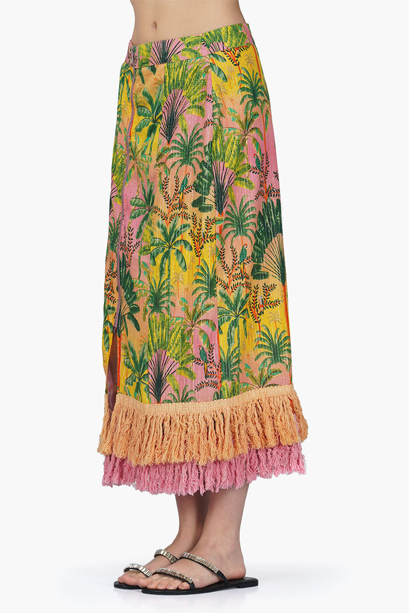 Endless Summer Printed Fringes Skirt