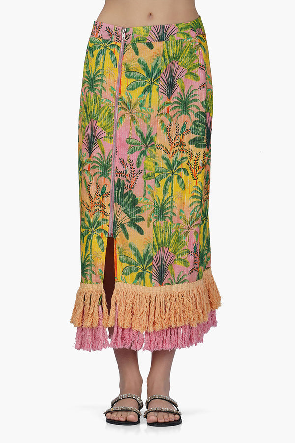 Endless Summer Printed Fringes Skirt