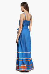 Azure Blue Rick-Rack Maxi Dress