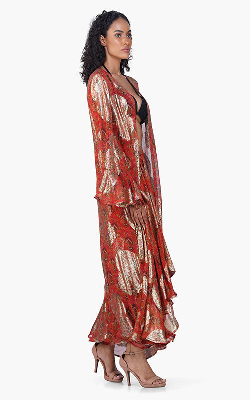 Omnia  Lurex Frill Cover Up