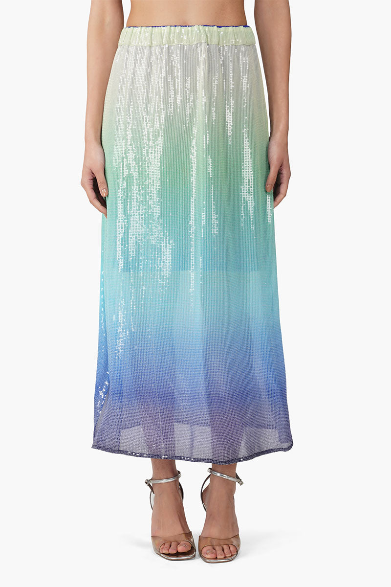 Aqua Ombre Embellished Skirt