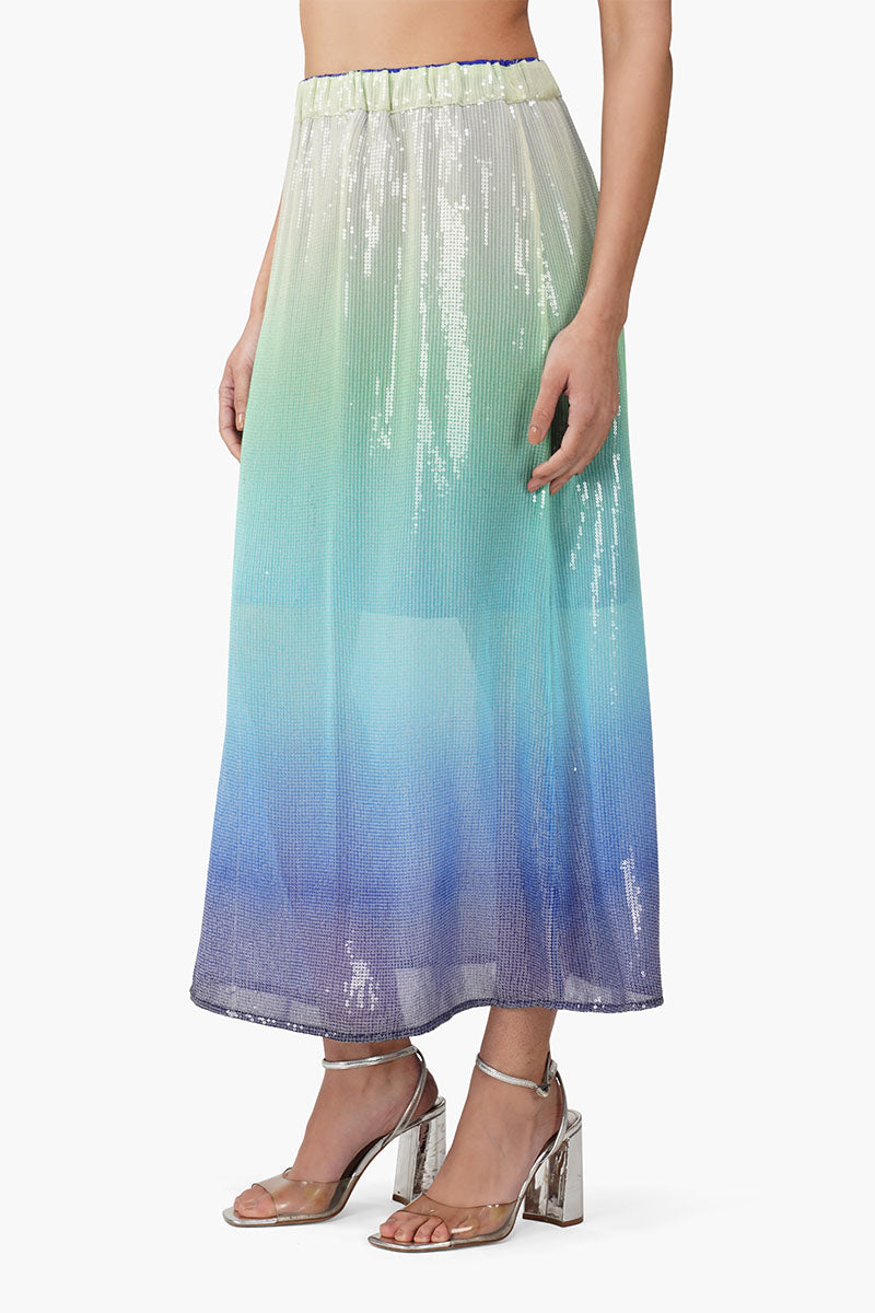 Aqua Ombre Embellished Skirt
