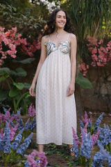 Embellished White Ariel Flared Maxi Dress