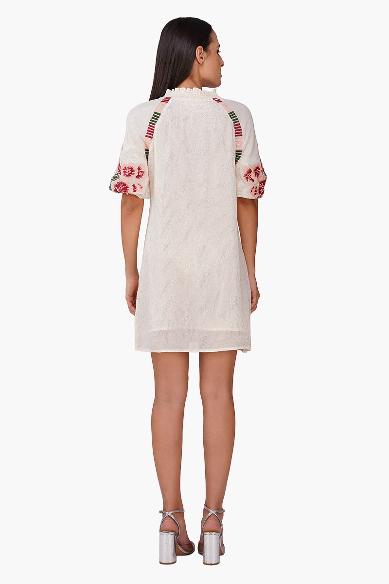 Floral Nude Embroidered Dress