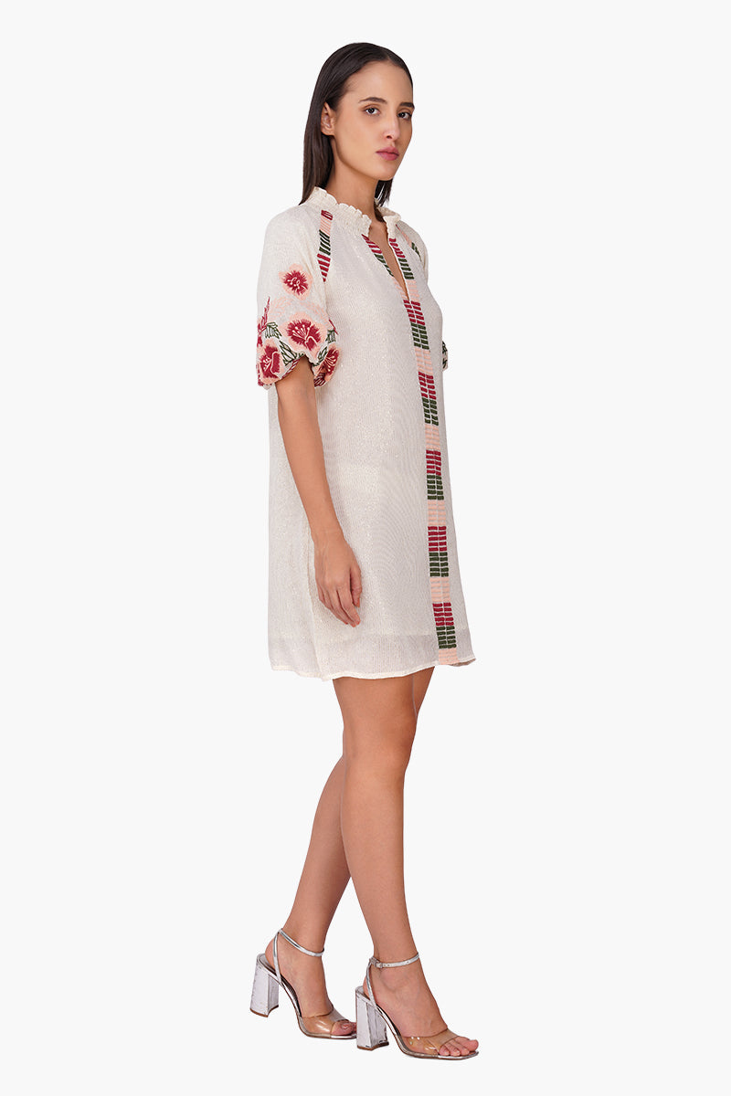 Floral Nude Embroidered Dress