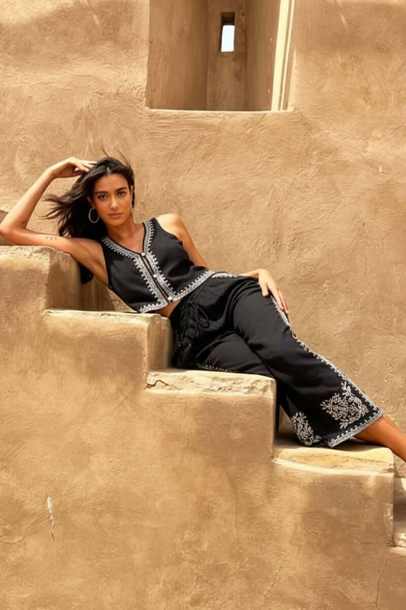 Monochrome Muse Embroidered Top