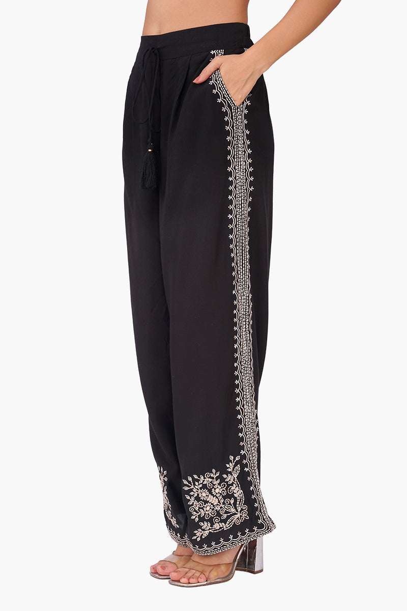 Monochrome Muse Embroidered Pants