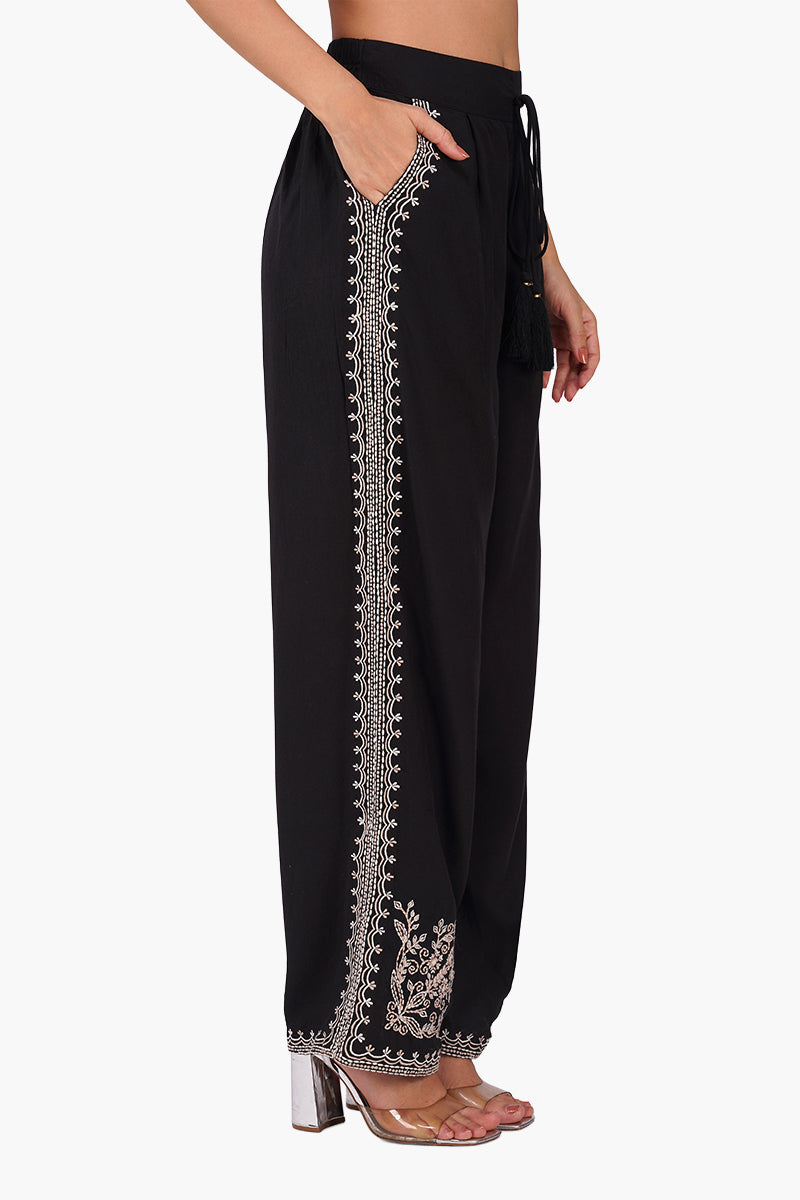 Monochrome Muse Embroidered Pants
