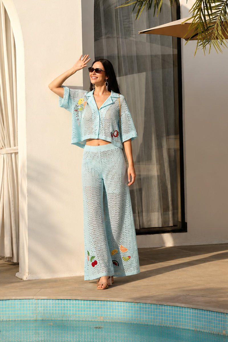 Iced Fruit Embroidered Crochet Pants | view 1