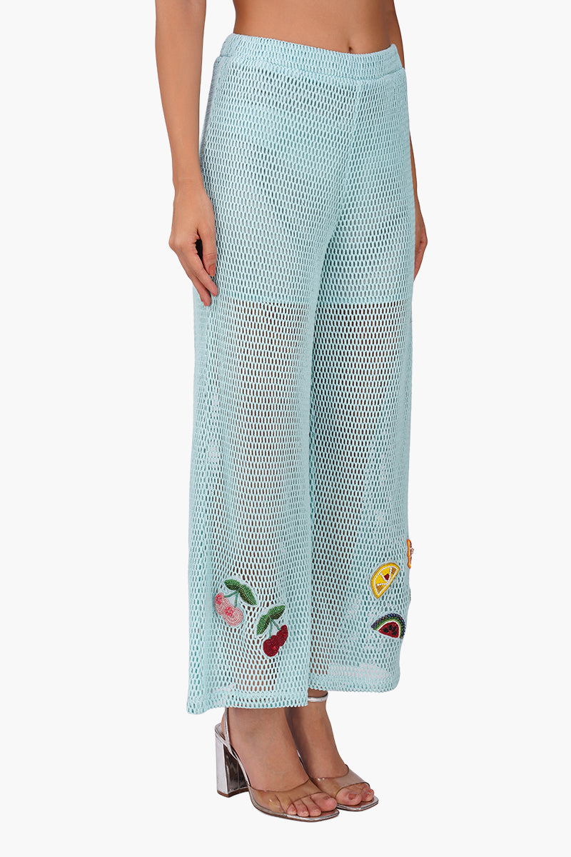 Iced Fruit Embroidered Crochet Pants