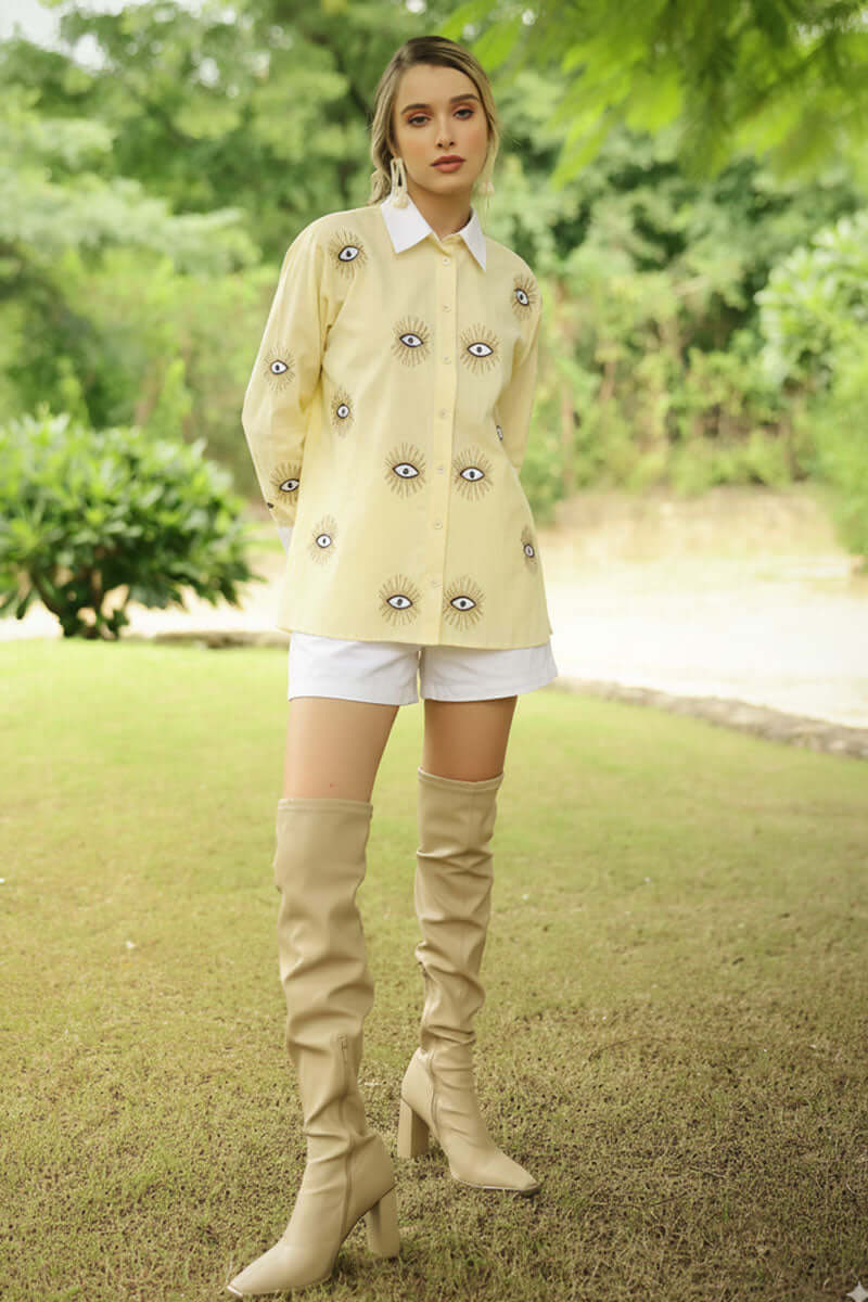 Buttery Blink Embellished Baggy Shirt