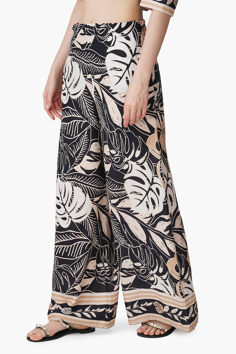 Monochrome Botanical Printed Pants