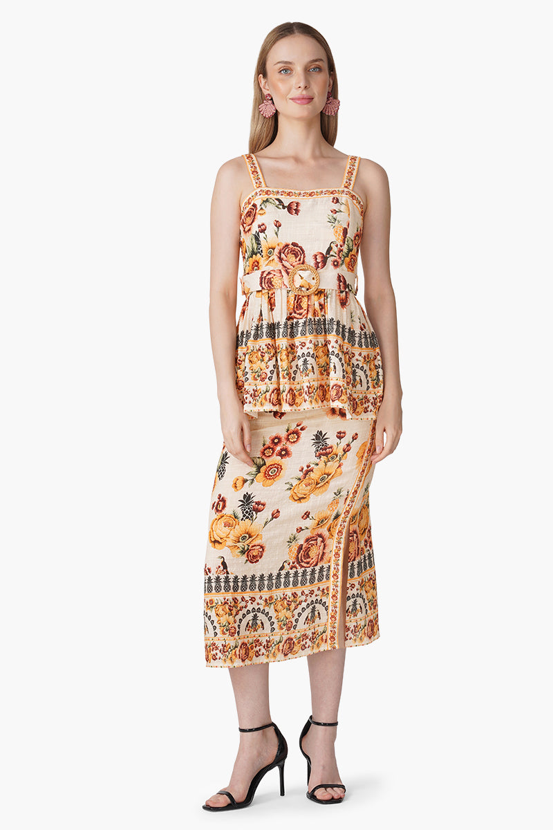 Boho Tucan Blossom Peplum Top