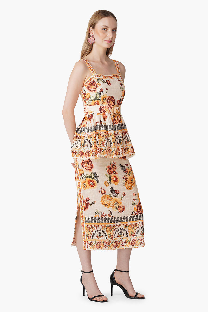 Boho Tucan Blossom Peplum Top