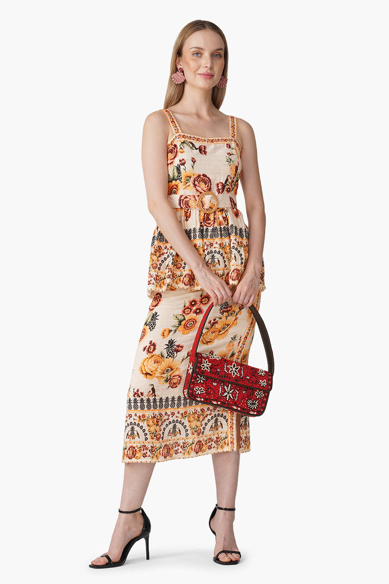 Boho Tucan Blossom Peplum Top