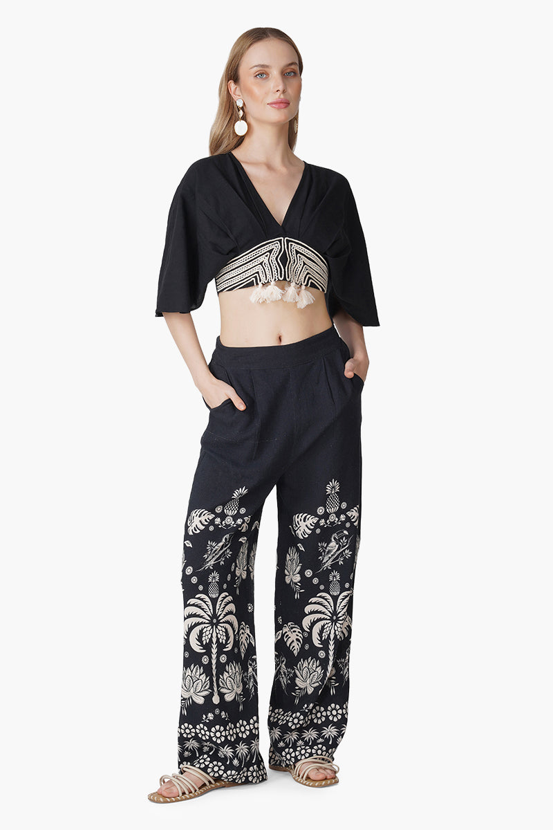 Black And White Threadwork Blouse