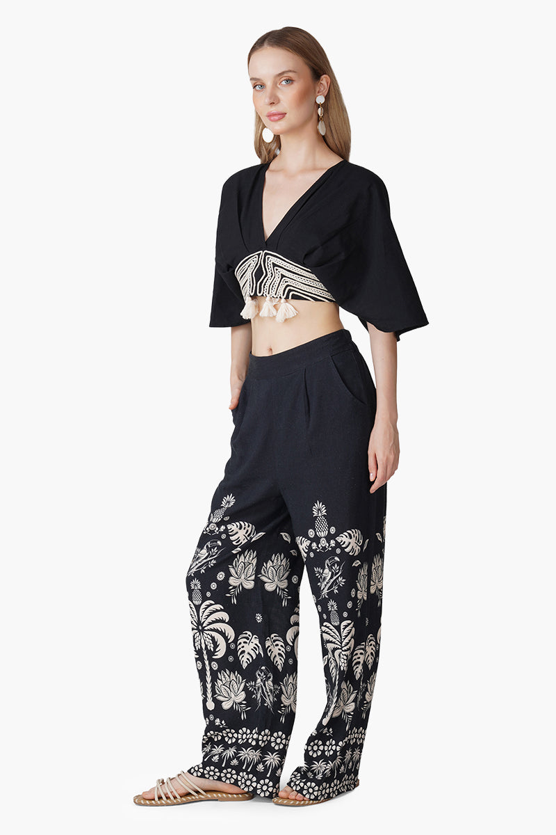 Black And White Threadwork Blouse