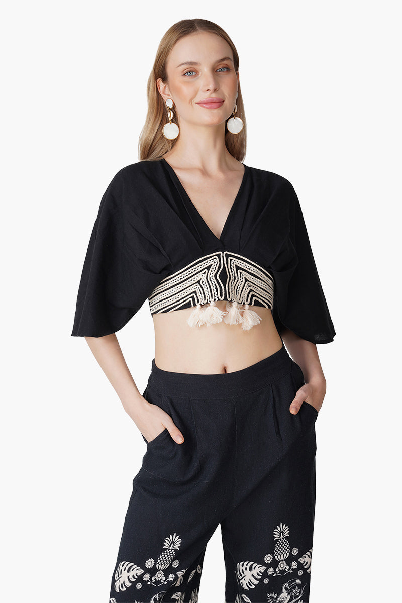 Black And White Threadwork Blouse