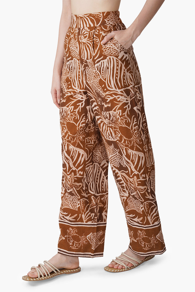 Mocha Tide Shell Printed Pants