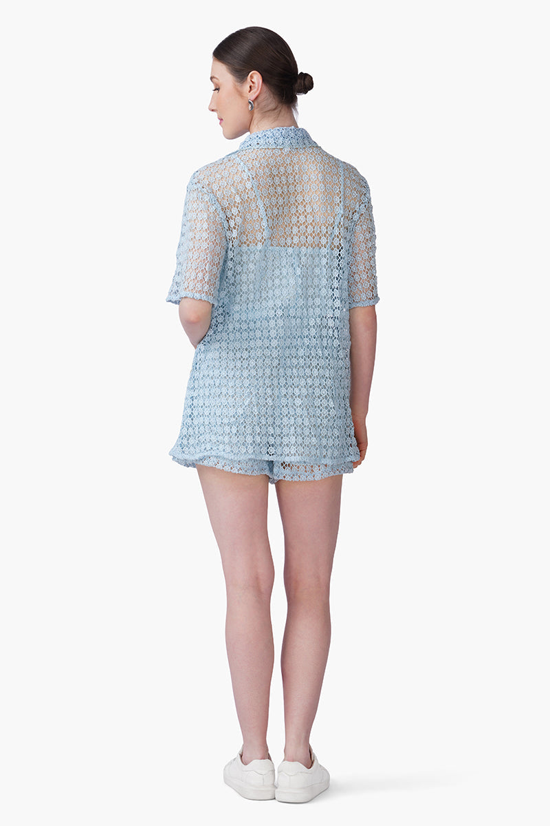 Ocean Net Shell Embroidered Shirt