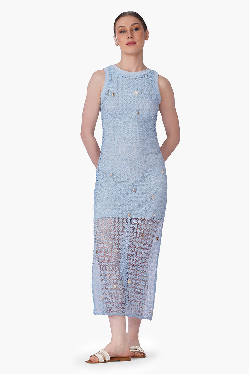 Ocean Net Shell Embroidered Bodycon Dress | view 2