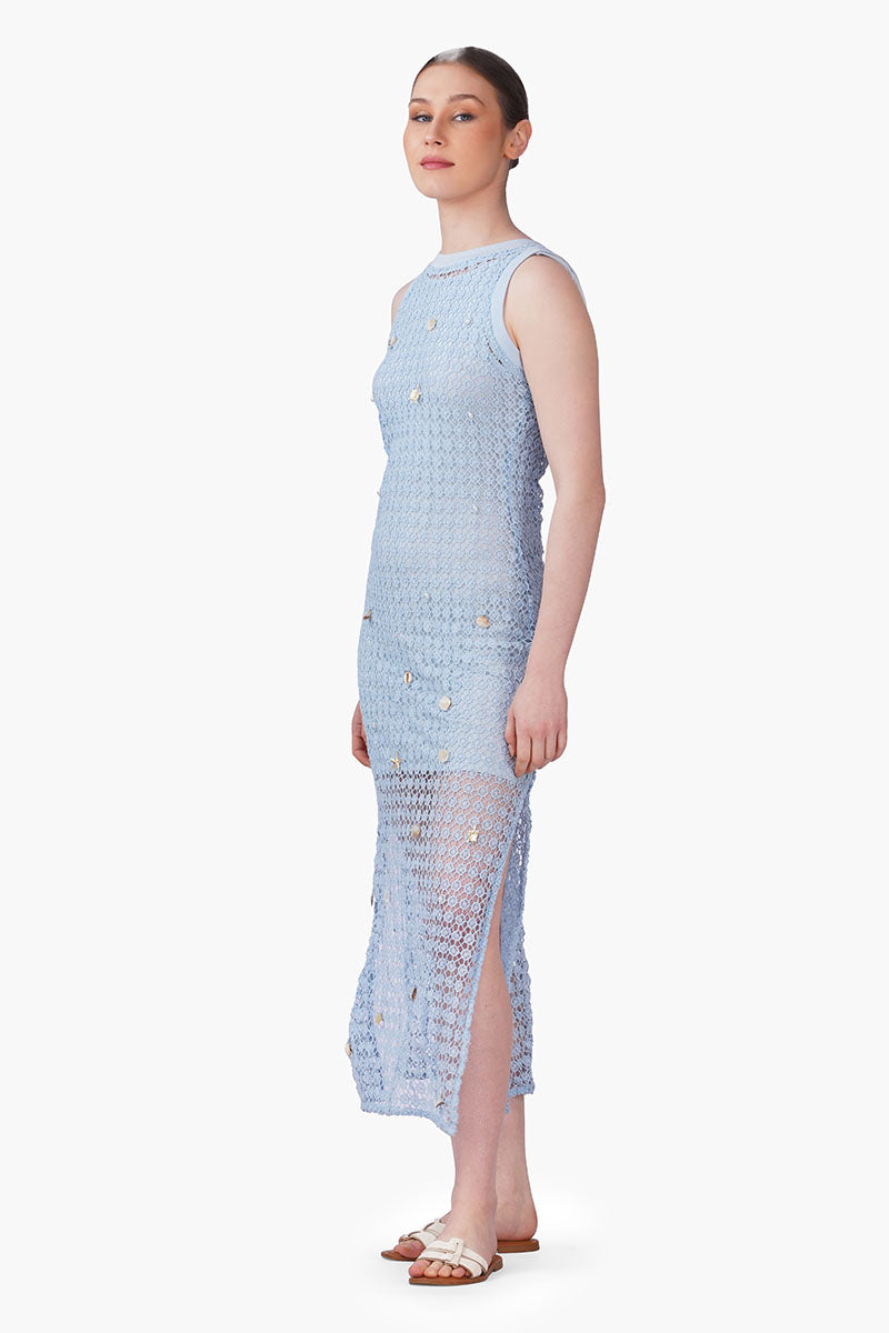 Ocean Net Shell Embroidered Bodycon Dress