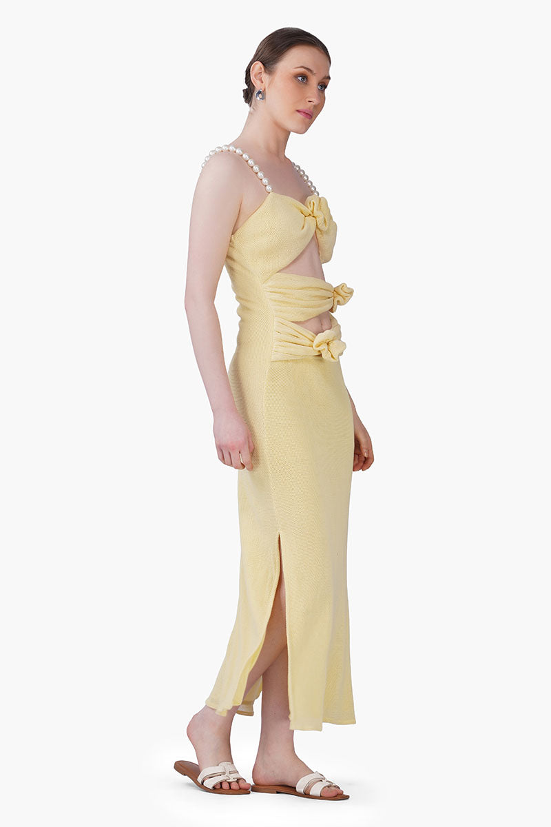 Butter Mesh Knotted Bodycon Dress