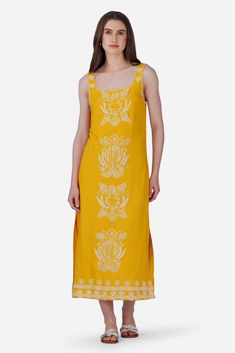 Seaside Coastal  Glow Embroidered  Dress