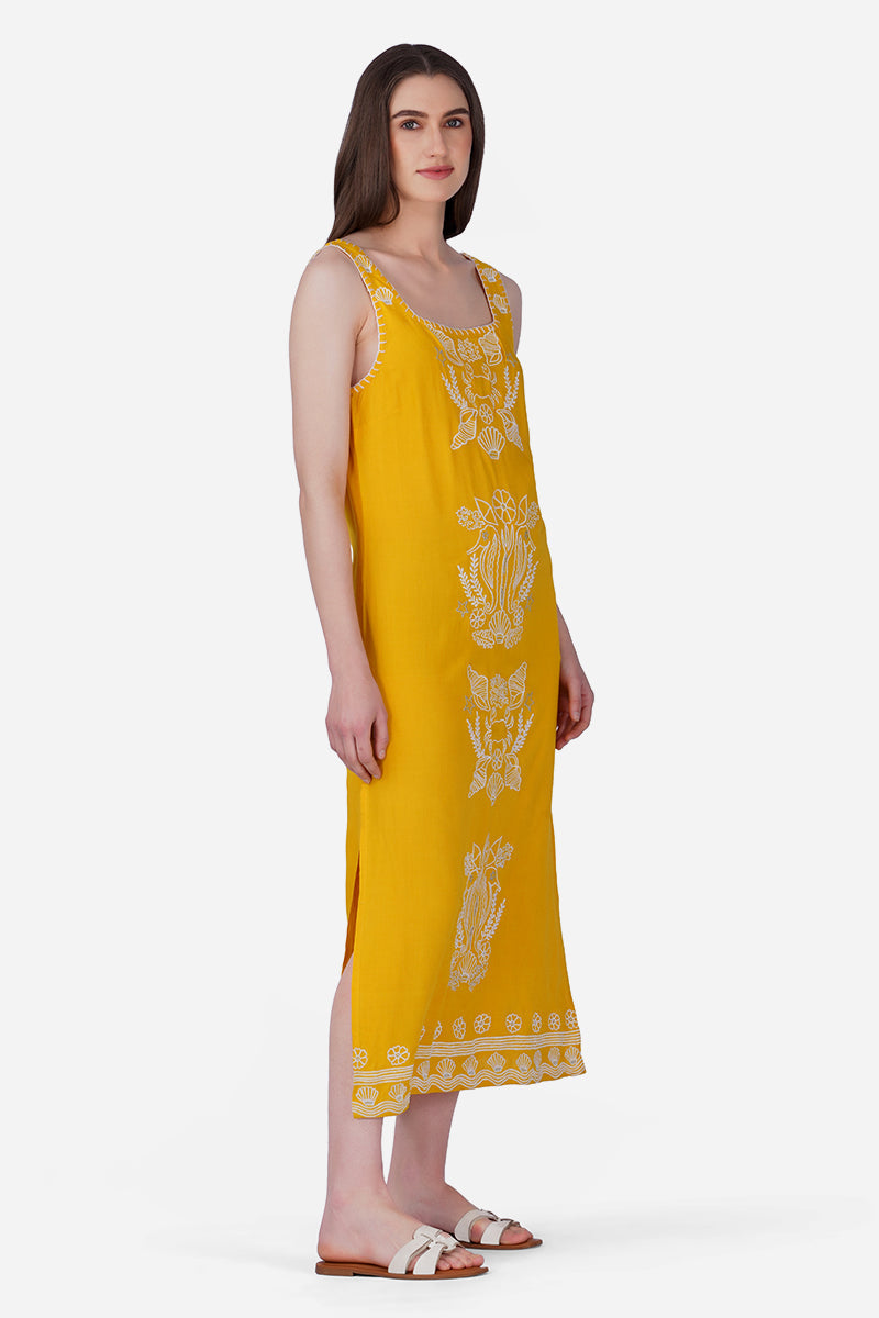 Seaside Coastal  Glow Embroidered  Dress