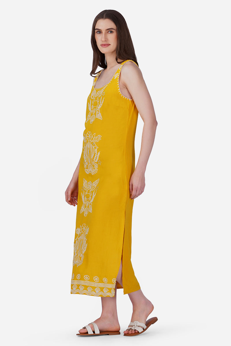 Seaside Coastal  Glow Embroidered  Dress | View 4