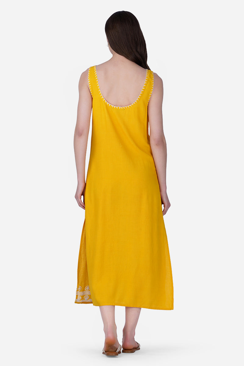 Seaside Coastal  Glow Embroidered  Dress | View 5