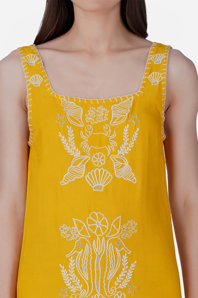 Seaside Coastal  Glow Embroidered  Dress