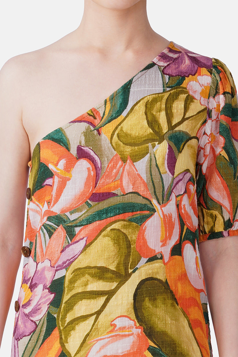Multi Heaven Farm Printed One Shoulder Dress | View 6