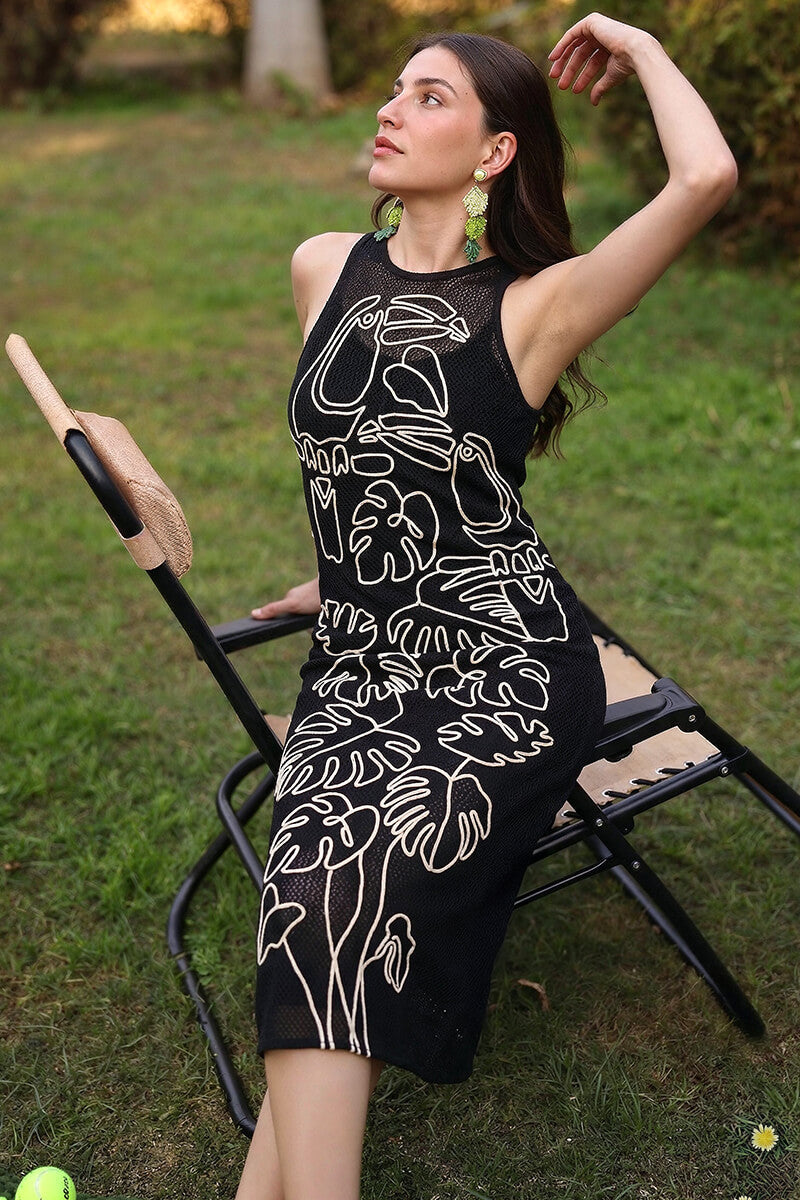 Black  Twined Dori Toucan Bodycon Dress | view 1