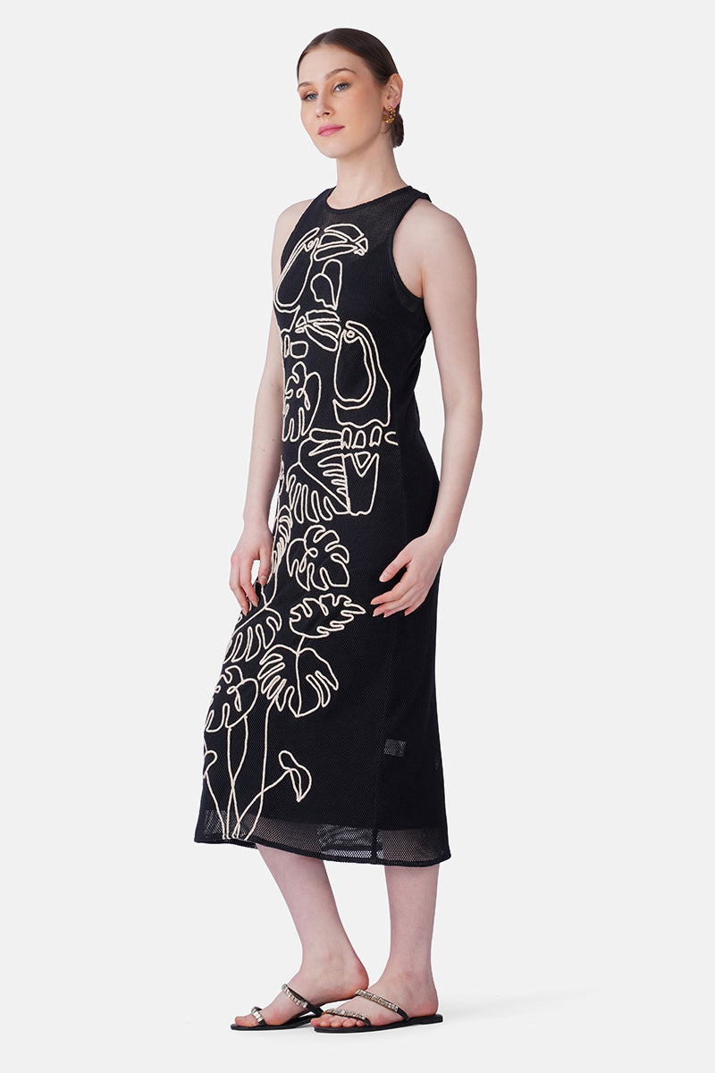 Black  Twined Dori Toucan Bodycon Dress | View 4