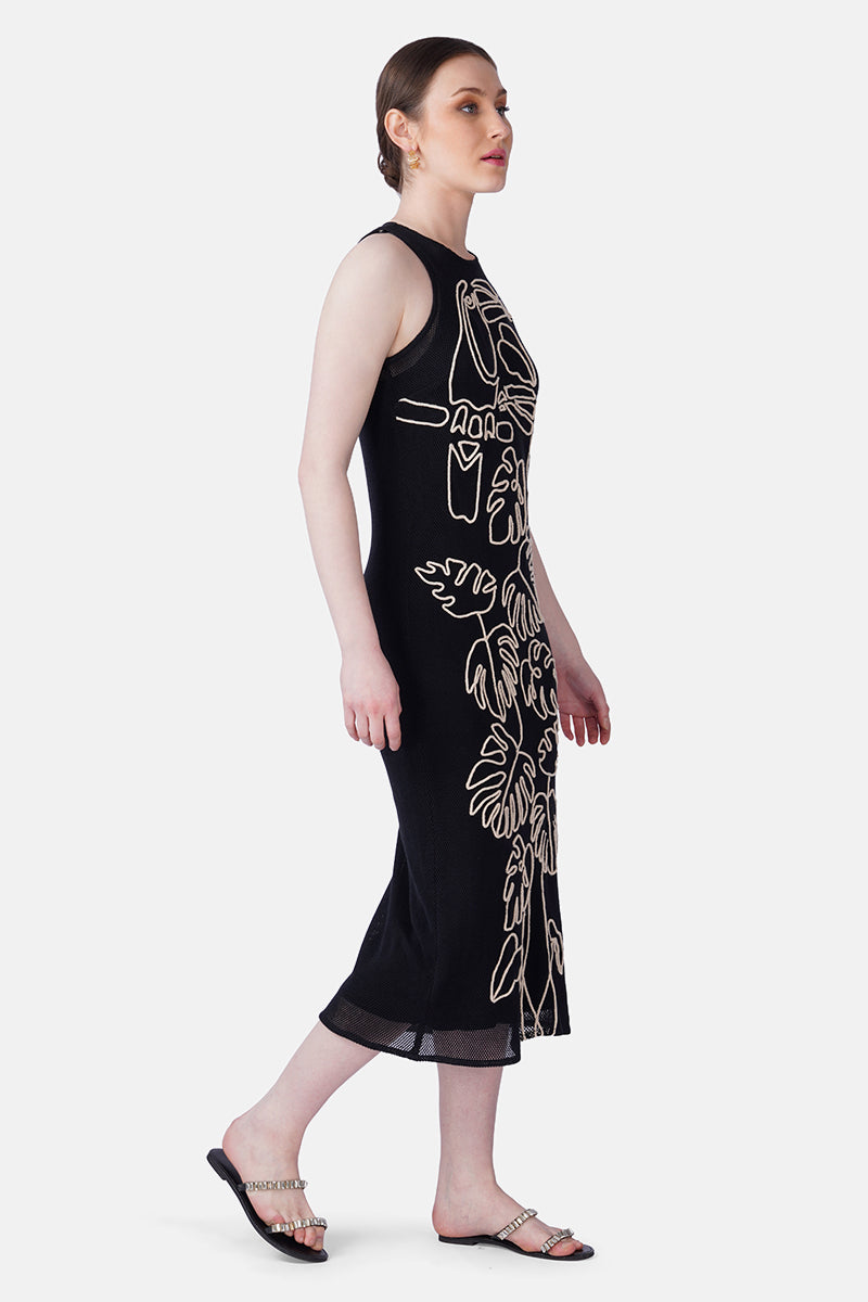 Black  Twined Dori Toucan Bodycon Dress | View 3