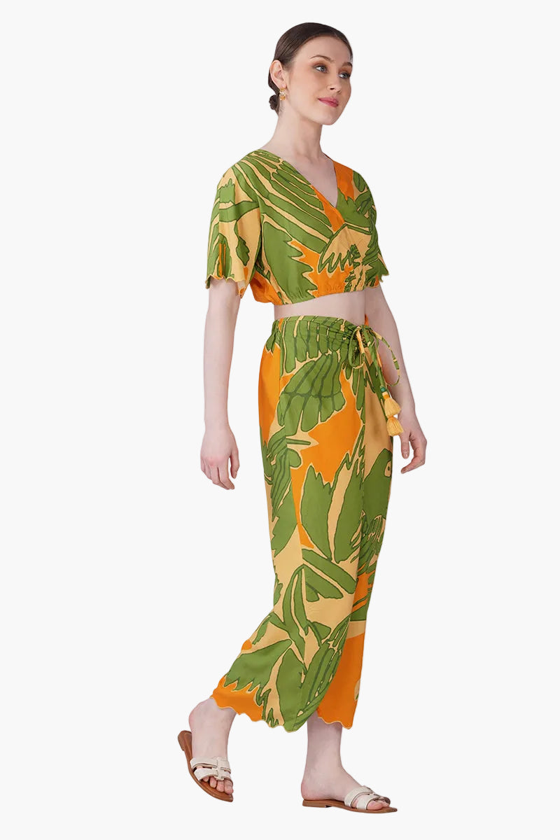 Lime Sun Toucan Printed Wrap Top | View 3