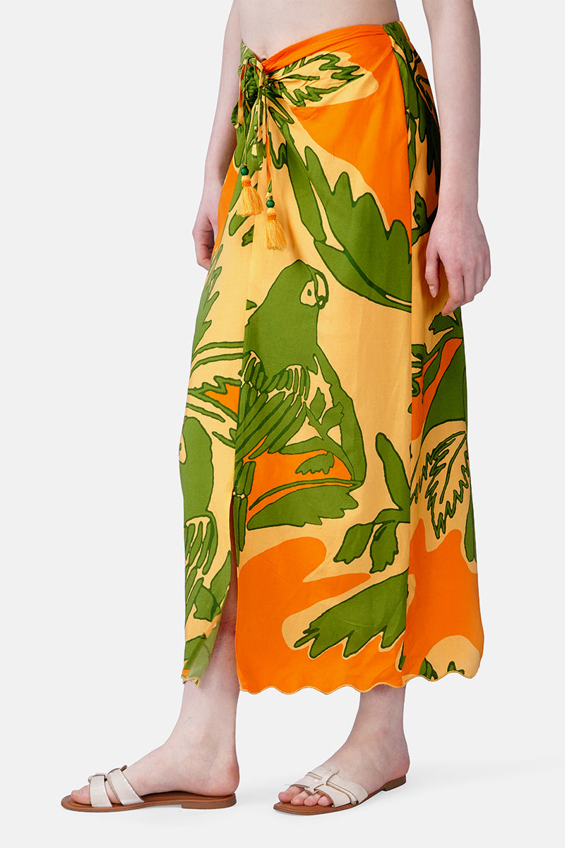 Lime Sun Tucan Printed Skirt | View 3