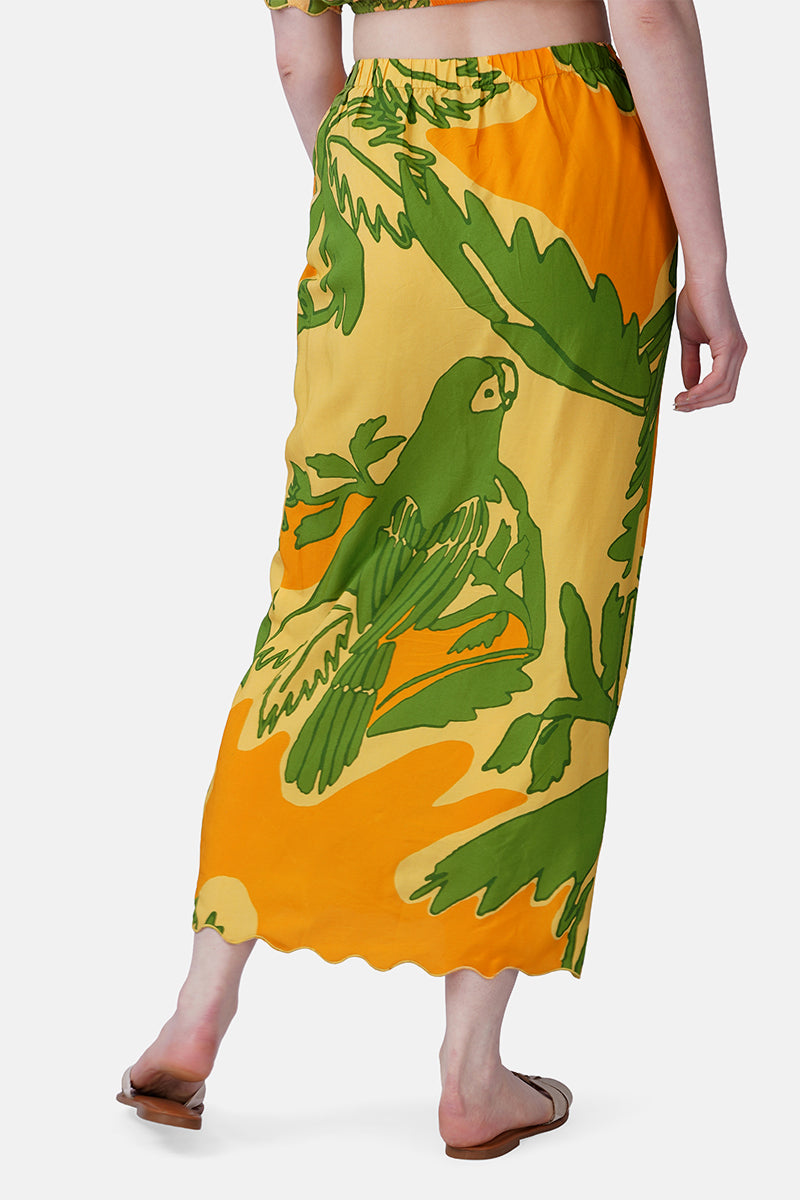 Lime Sun Tucan Printed Skirt | View 4