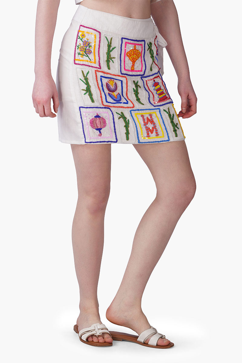 Mahjong Muse Embellished Skirt