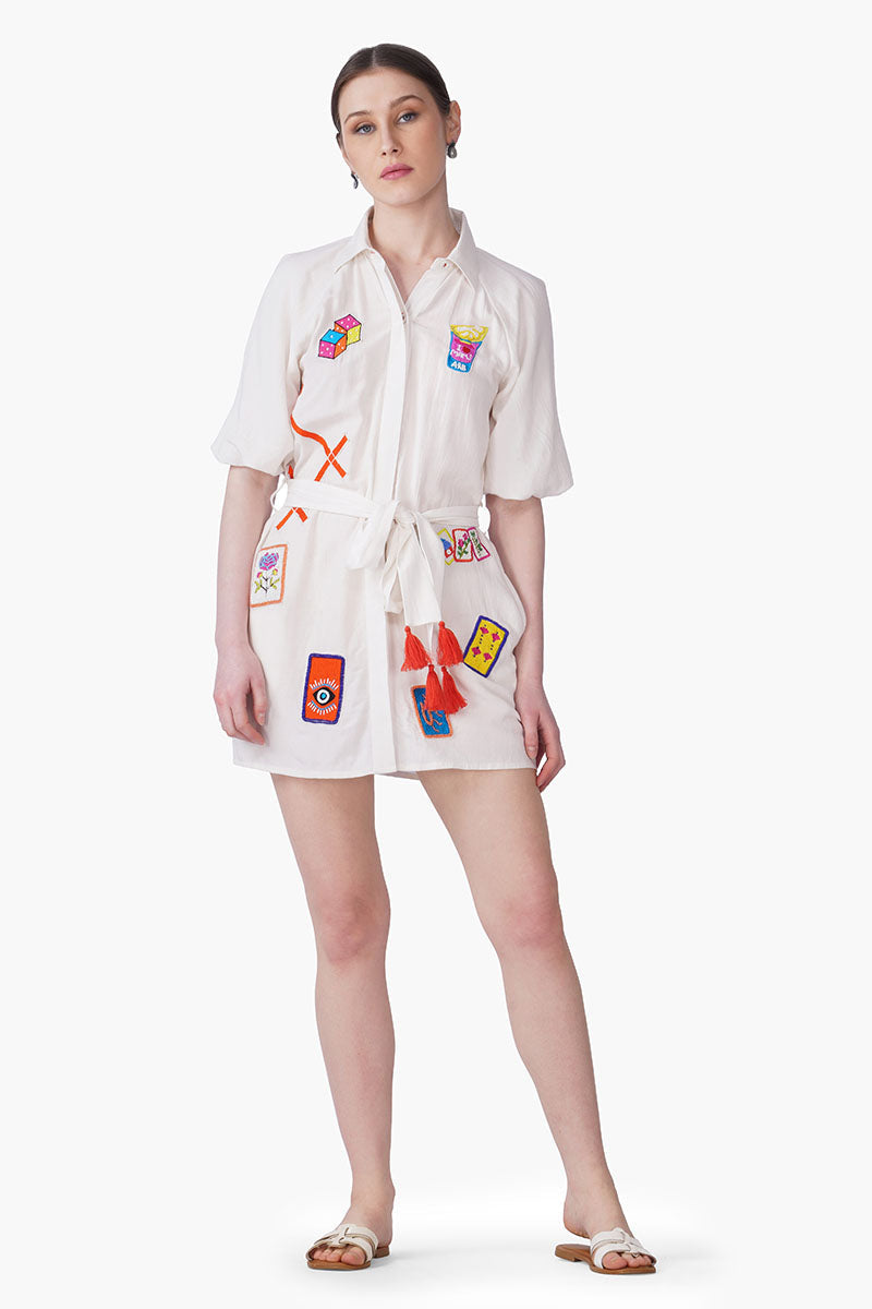 Mahjong Muse Embellished Short Dress | view 2