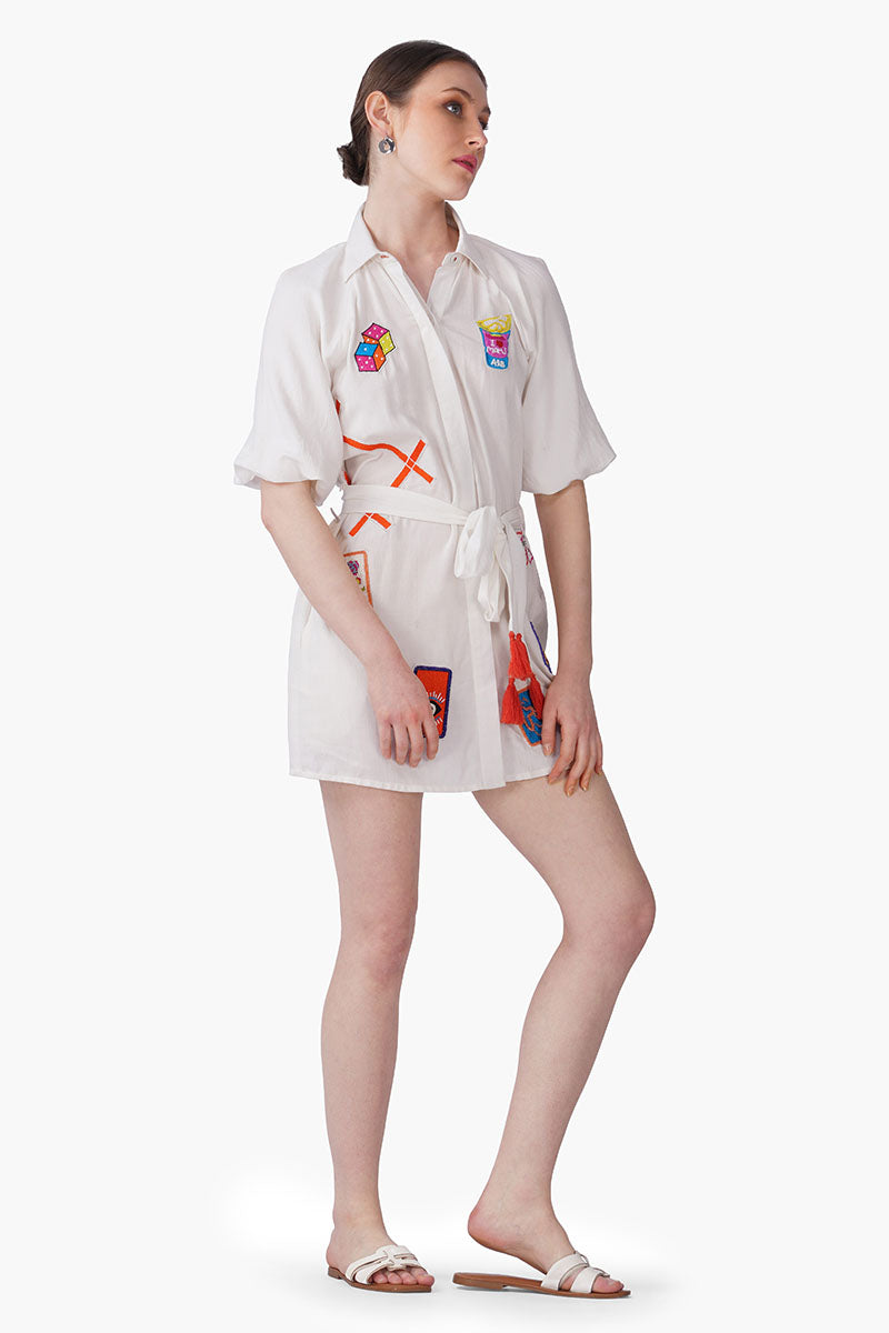 Mahjong Muse Embellished Short Dress | View 3