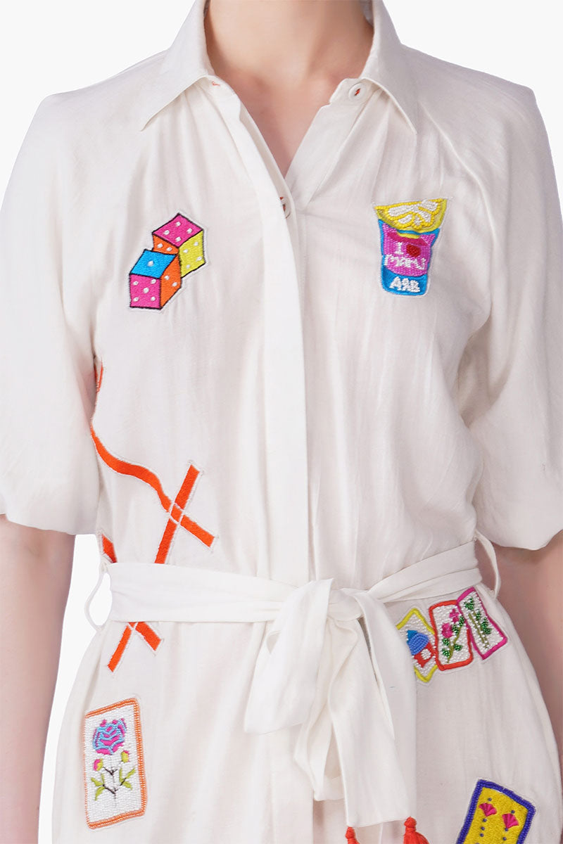 Mahjong Muse Embellished Short Dress