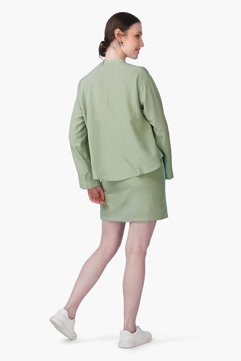 Green Shell Kissed Embroidered Top