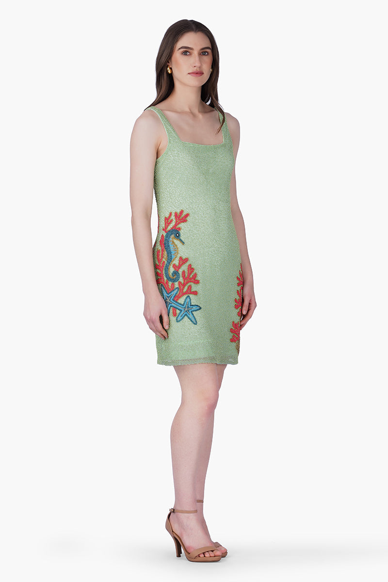 Crown Of Coral Seahorse Beaded Dress | View 3